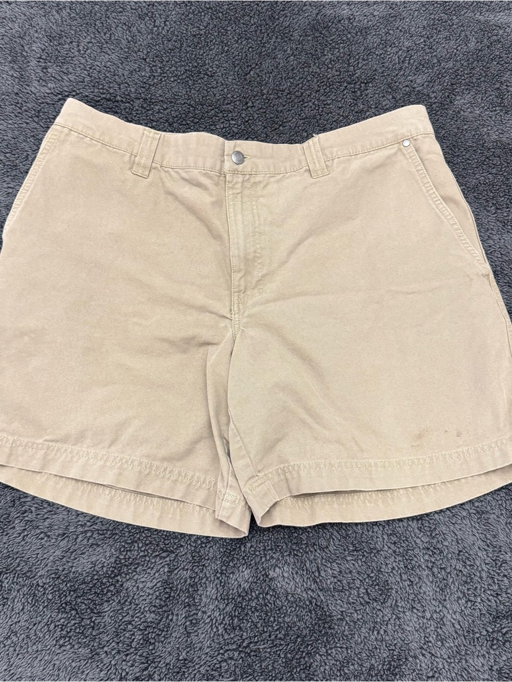 Columbia Canvas Hiking Shorts Mens 40 Khaki Zipper Side Pocket 8 Inch Inseam